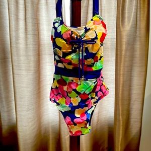 SHAN one-piece, slimming and colorful bathing suit.  NWT -  High Back.